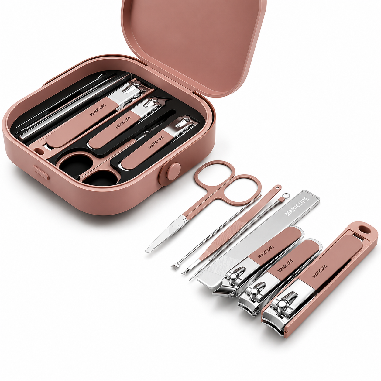 8 Piece Manicure & Pedicure Grooming Kit – Brown