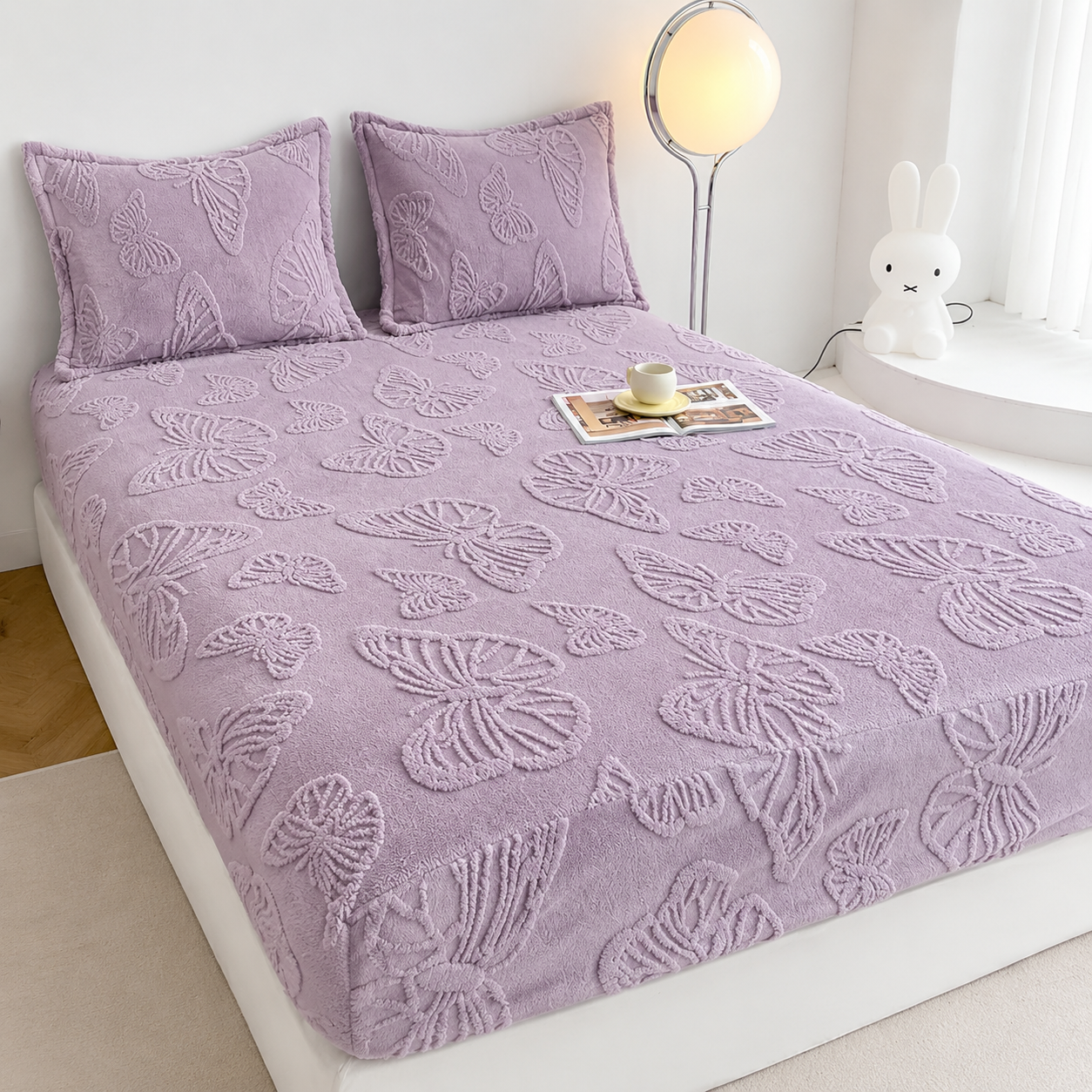 Queen Size Butterfly Mattress Protector Set (2 Pillowcases + 1 Mattress Protector)
