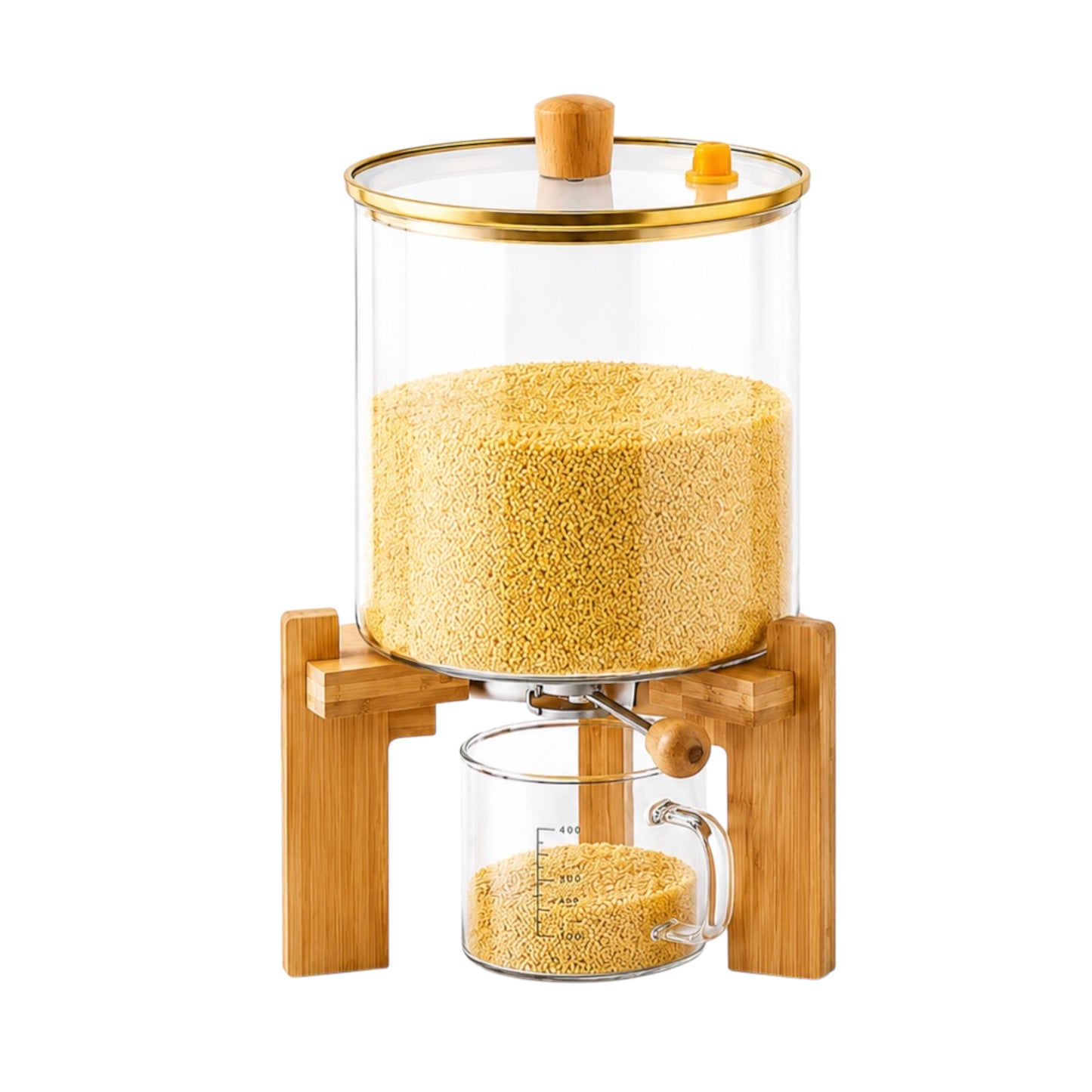 Glass Dry Ingredients Dispenser with Bamboo Stand & Measuring Cup (5.5L / 8L)