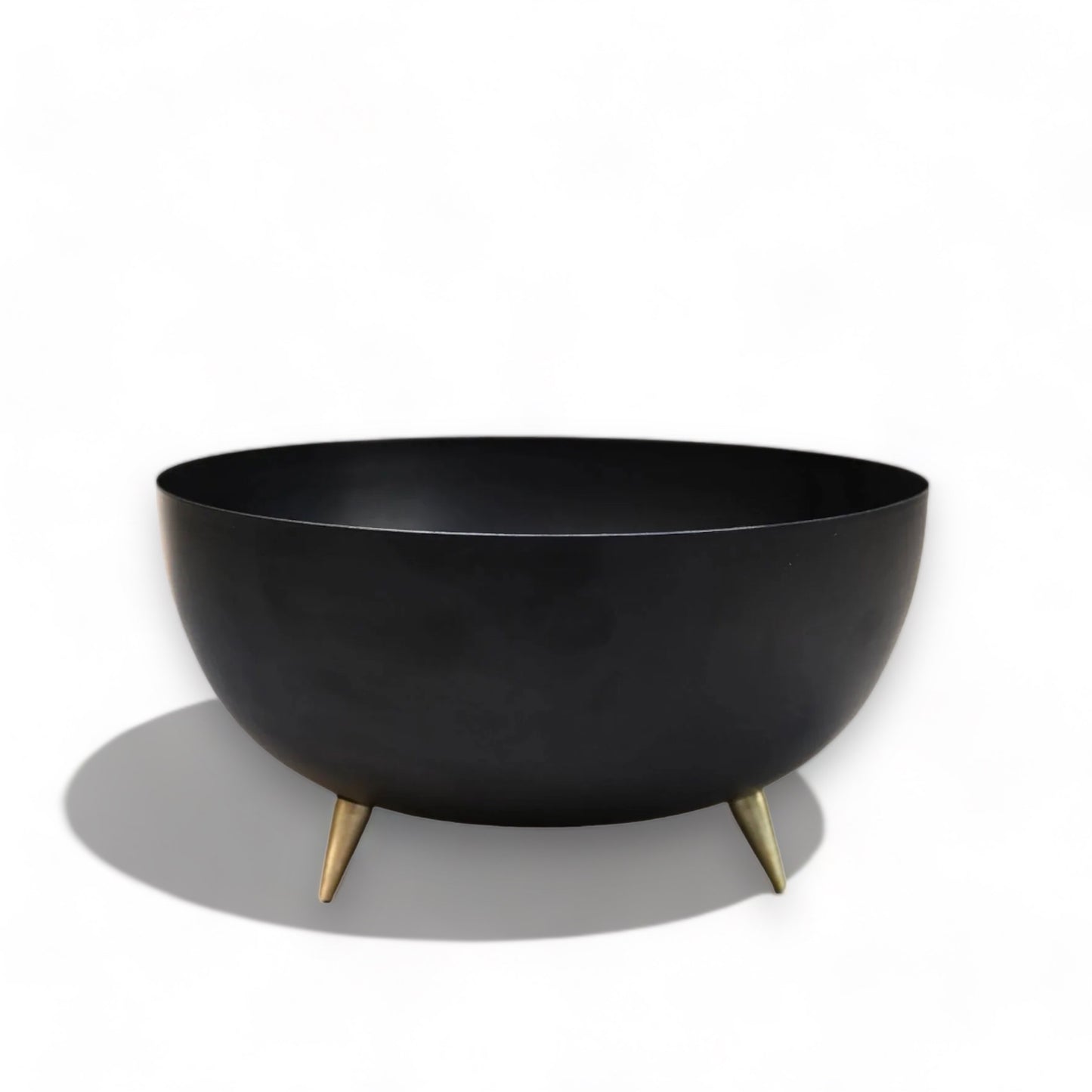 Black and Gold 3-Legged Metal Round Pot
