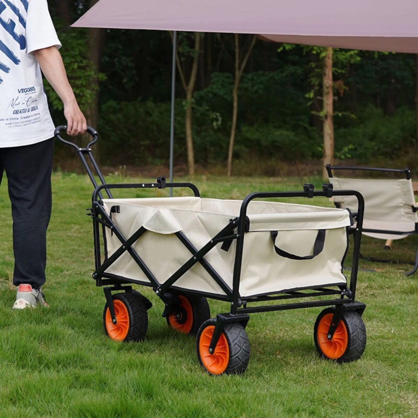 Premium Foldable Outdoor Wagon Cart Trolley for Beach, Picnics & Garden