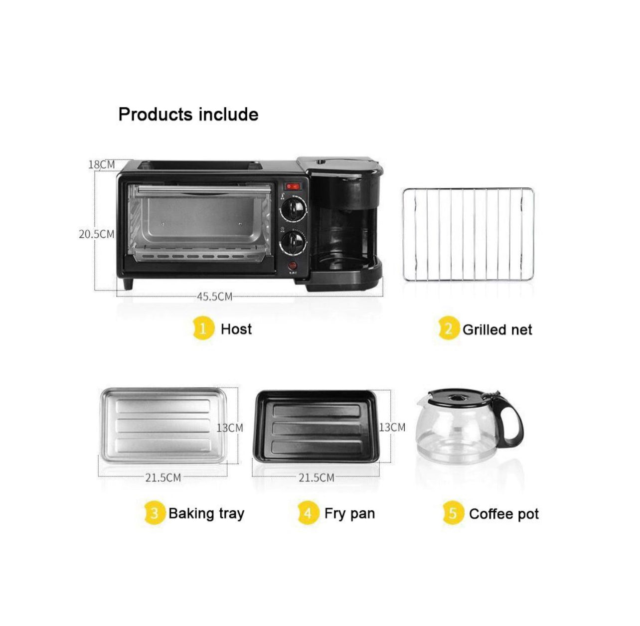 Breakfast maker machine with 3 in 1 functionality