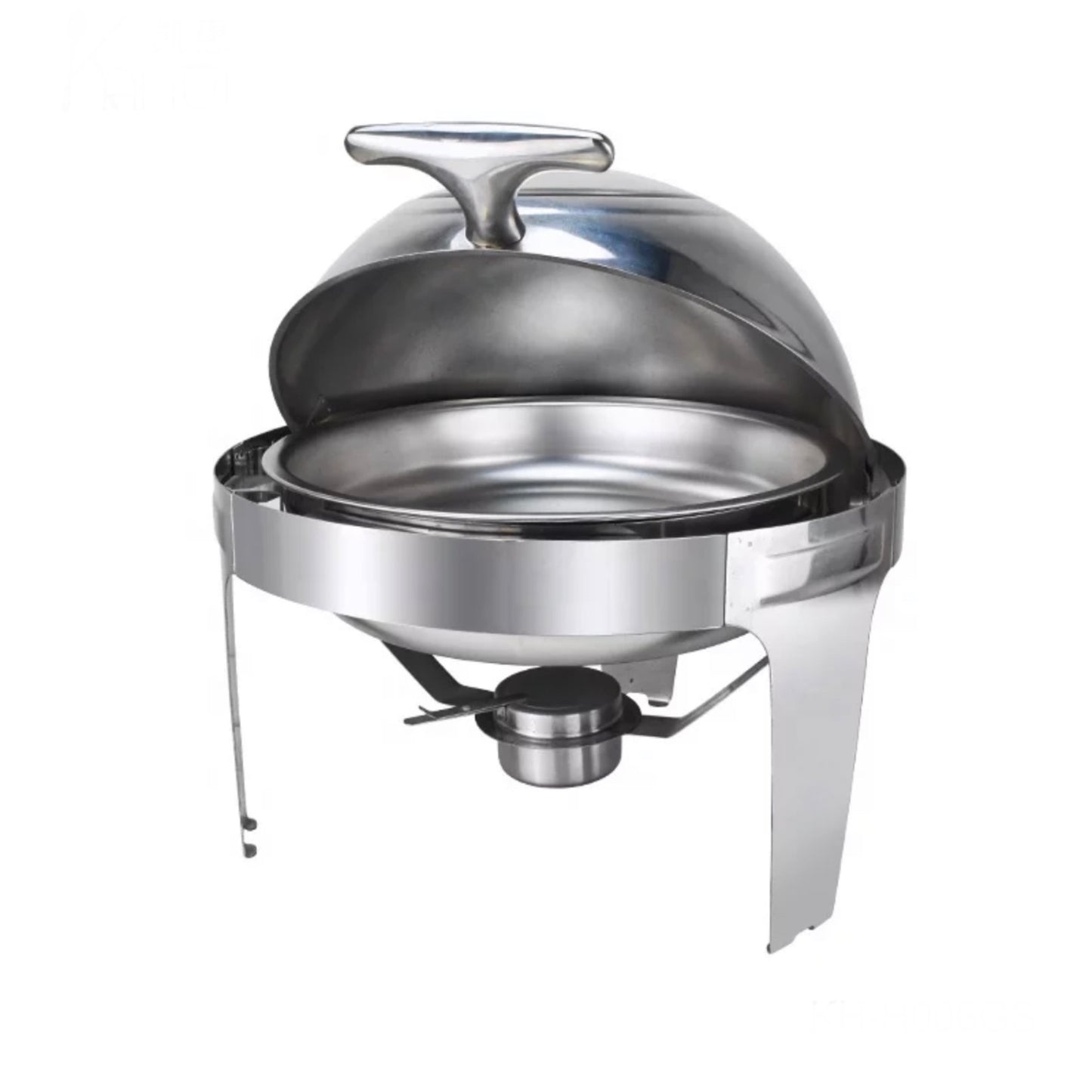 Silver round chafing dish with window