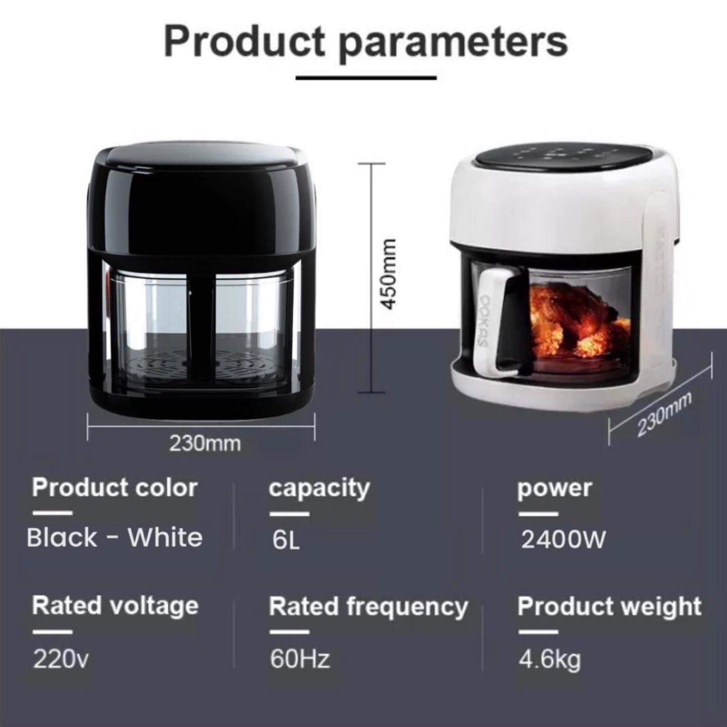 6 litre glass digital airfryer