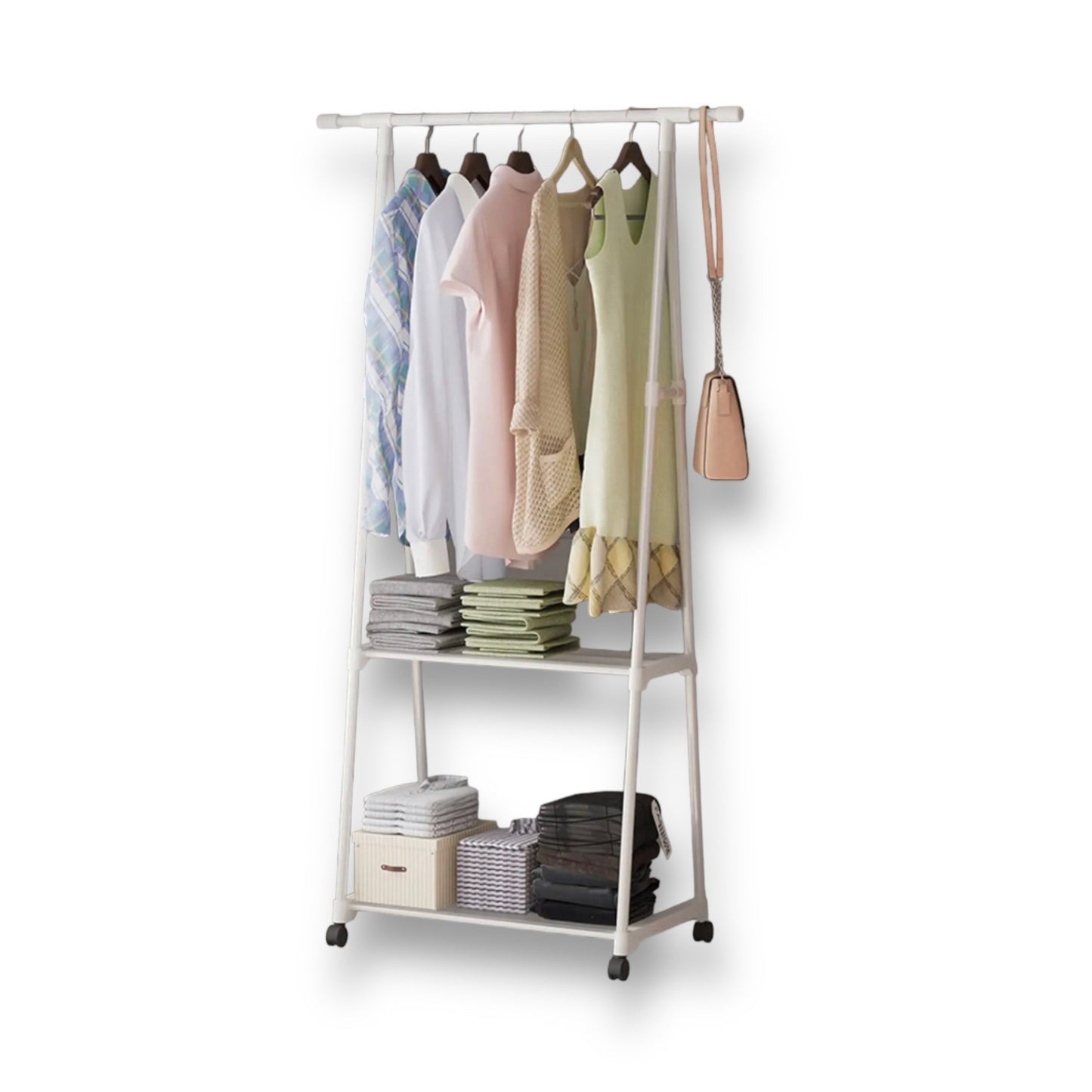 Movable 2 tier storage rack