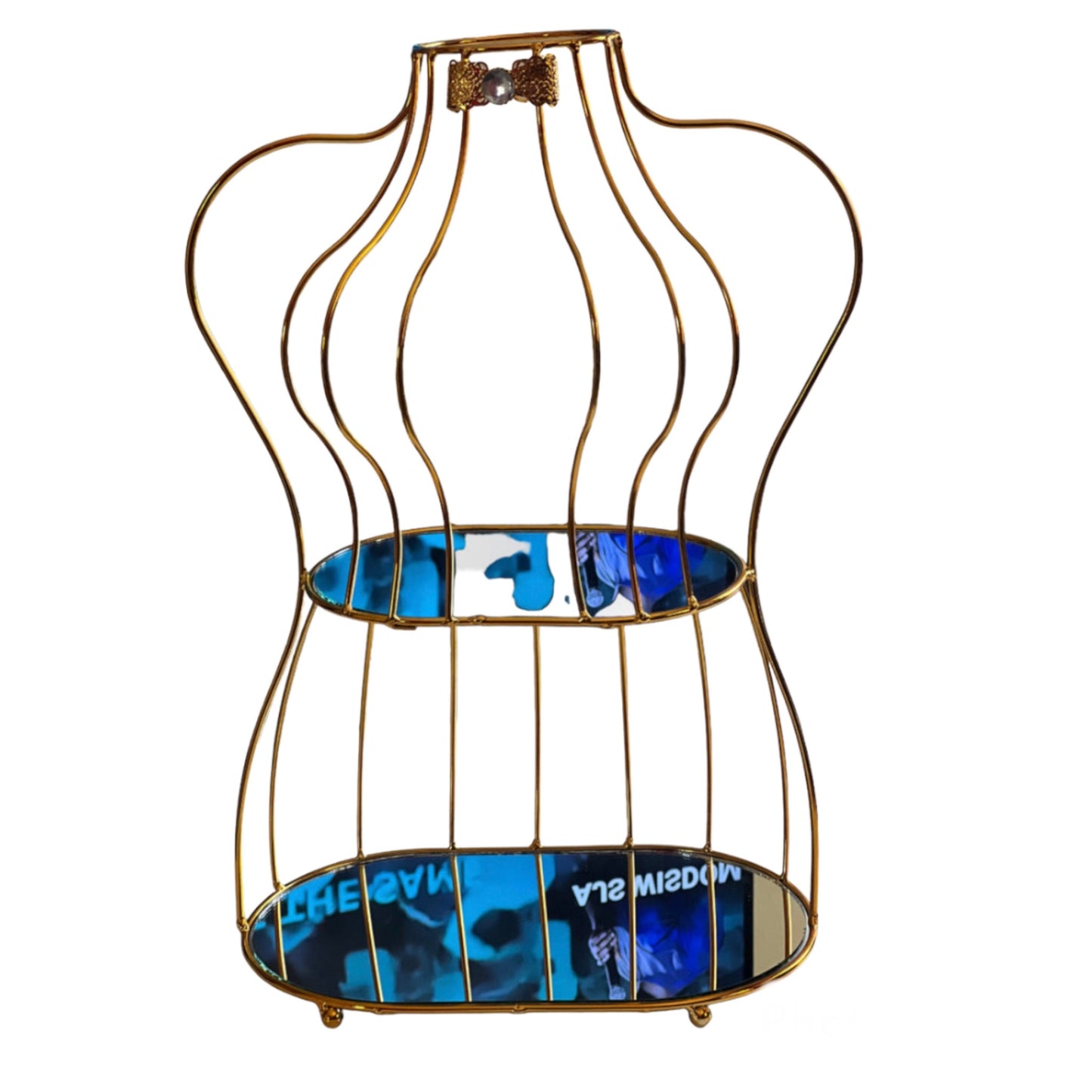 Gold Perfume And Cosmetic Mirror Stand
