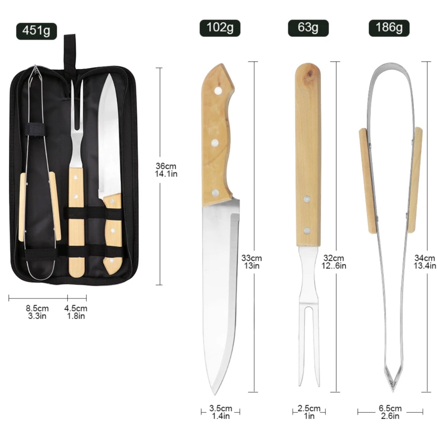 4 Piece Professional Grill Tool Kit