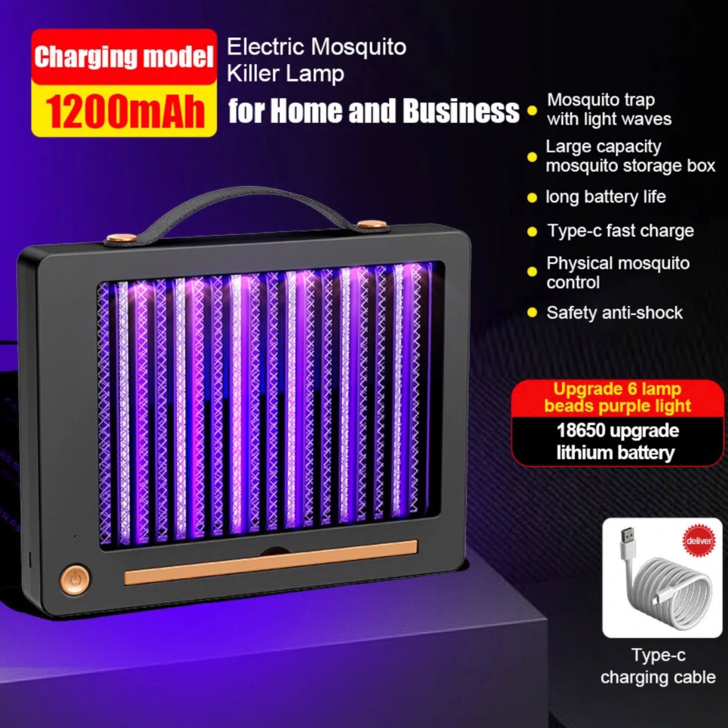 Cordless Camping Rechargeable Electric Mosquito Bug Zapper