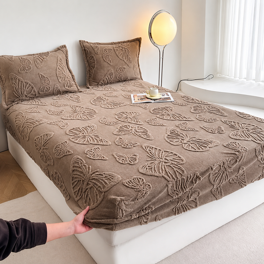 Queen Size Butterfly Mattress Protector Set (2 Pillowcases + 1 Mattress Protector)