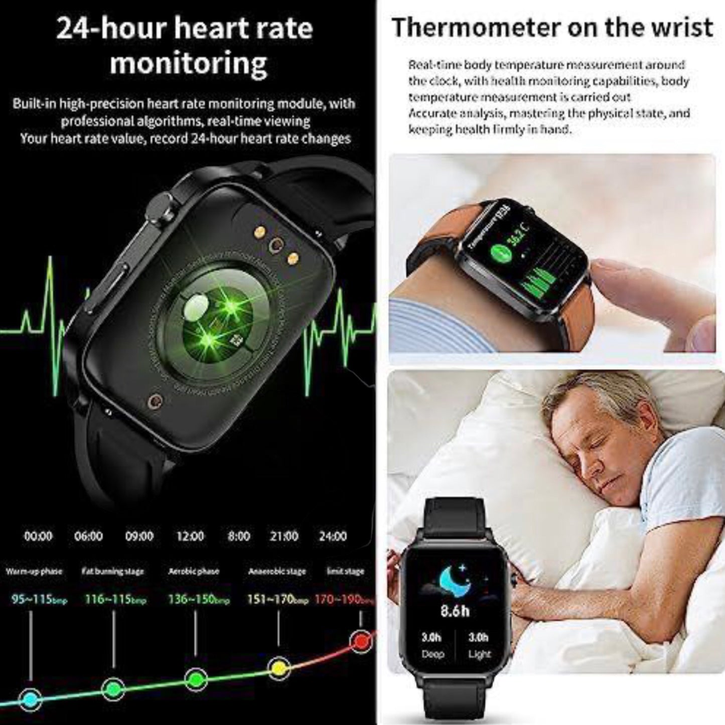 Health Smart Watch - Blood Sugar Monitoring & Laser Physiotherapy
