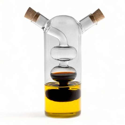 Elegant 2-in-1 Oil and Vinegar Glass Cruet Dispenser with Cork Stopper
