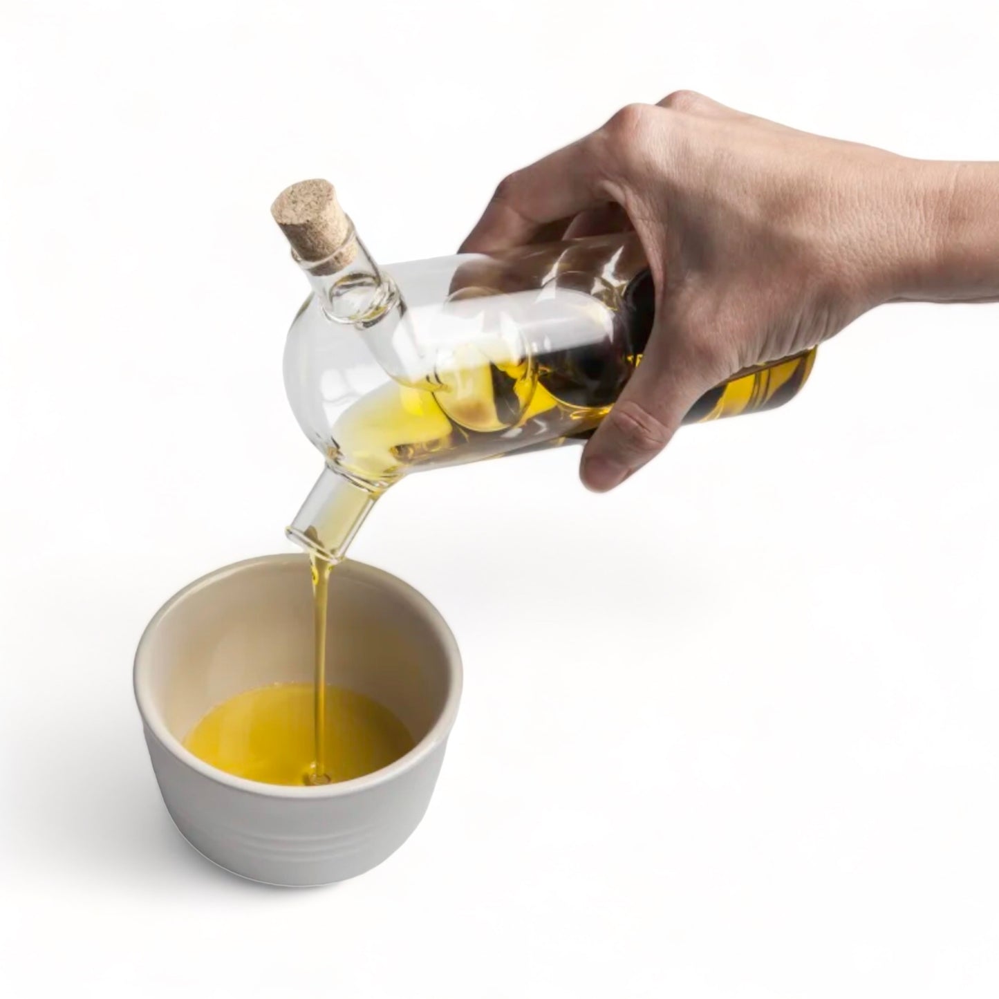 Elegant 2-in-1 Oil and Vinegar Glass Cruet Dispenser with Cork Stopper