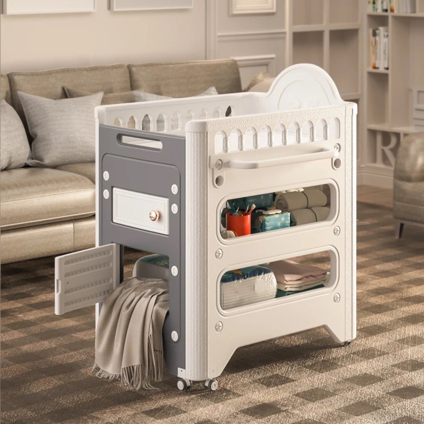 All-in-One Baby Care Desk – Diaper Changing Table with Soft Mattress and Pillow for Ultimate Comfort