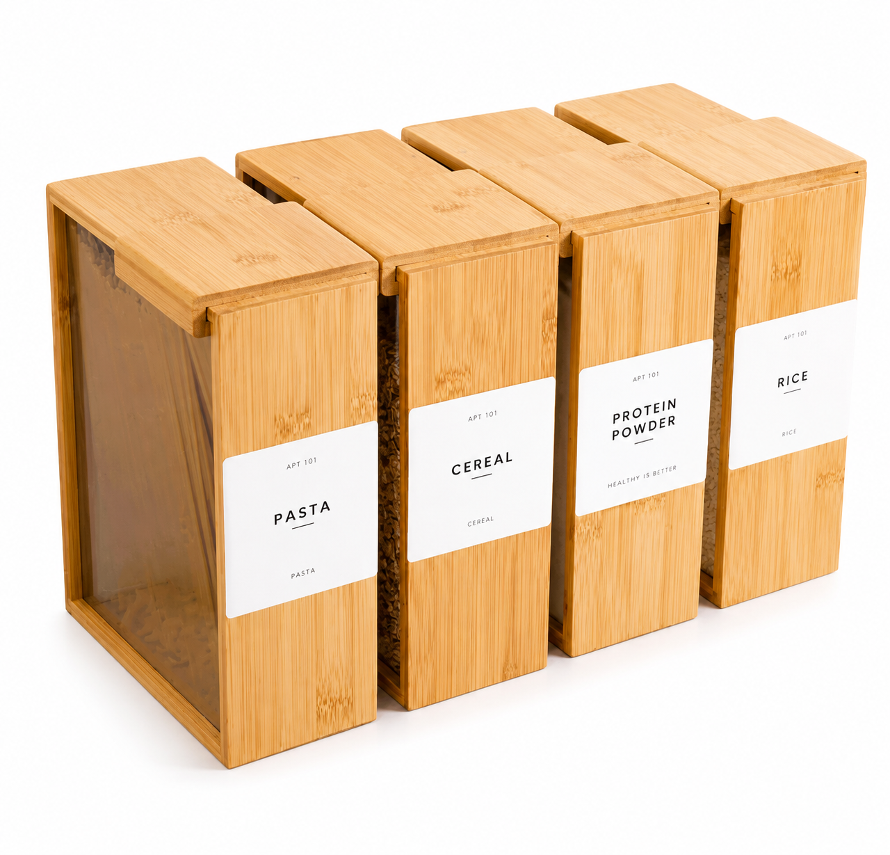 Bamboo Food Dispenser Storage Container – 17cm x 8cm x 22.5cm