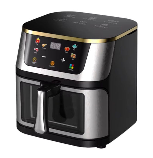12L Digital Air Fryer, Stainless Steel Touch Screen Oil-Free Cooker - Black