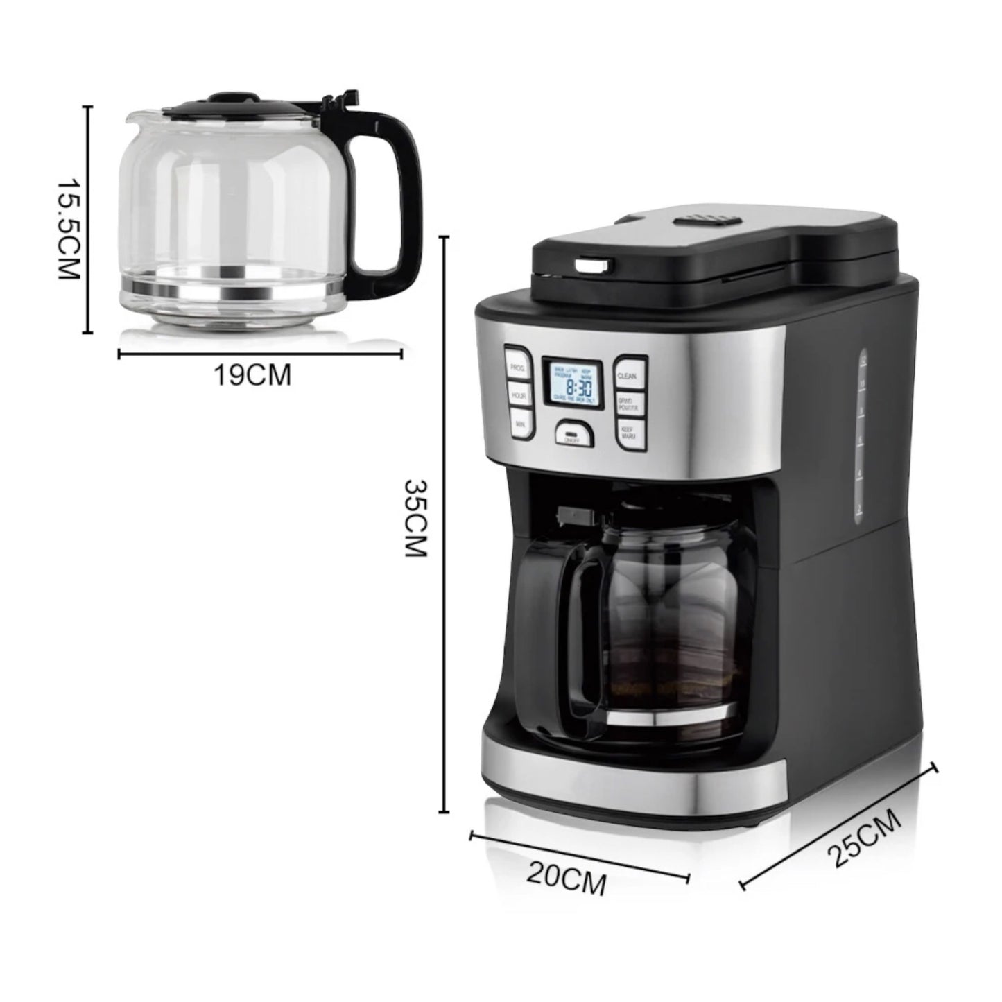 2 in 1 Ground Coffee or Beans Grinder Filter Coffee Maker