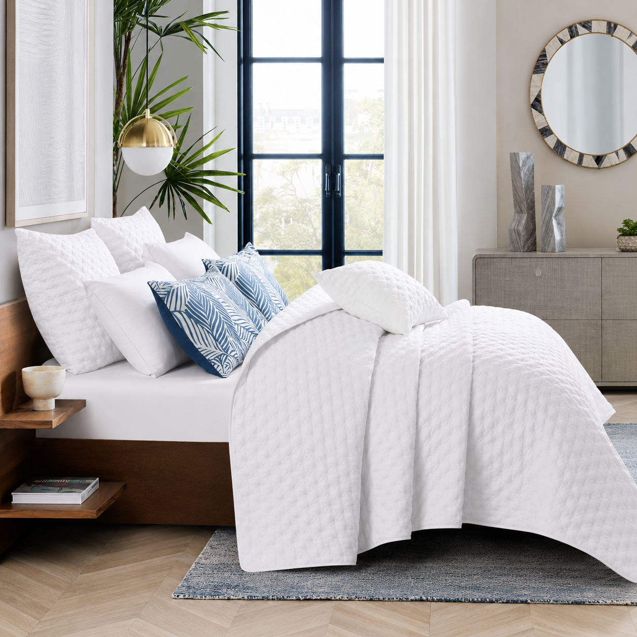 6 Piece Microfibre Bedspread Set – 230x250cm Quilted Debossed Bedding Set