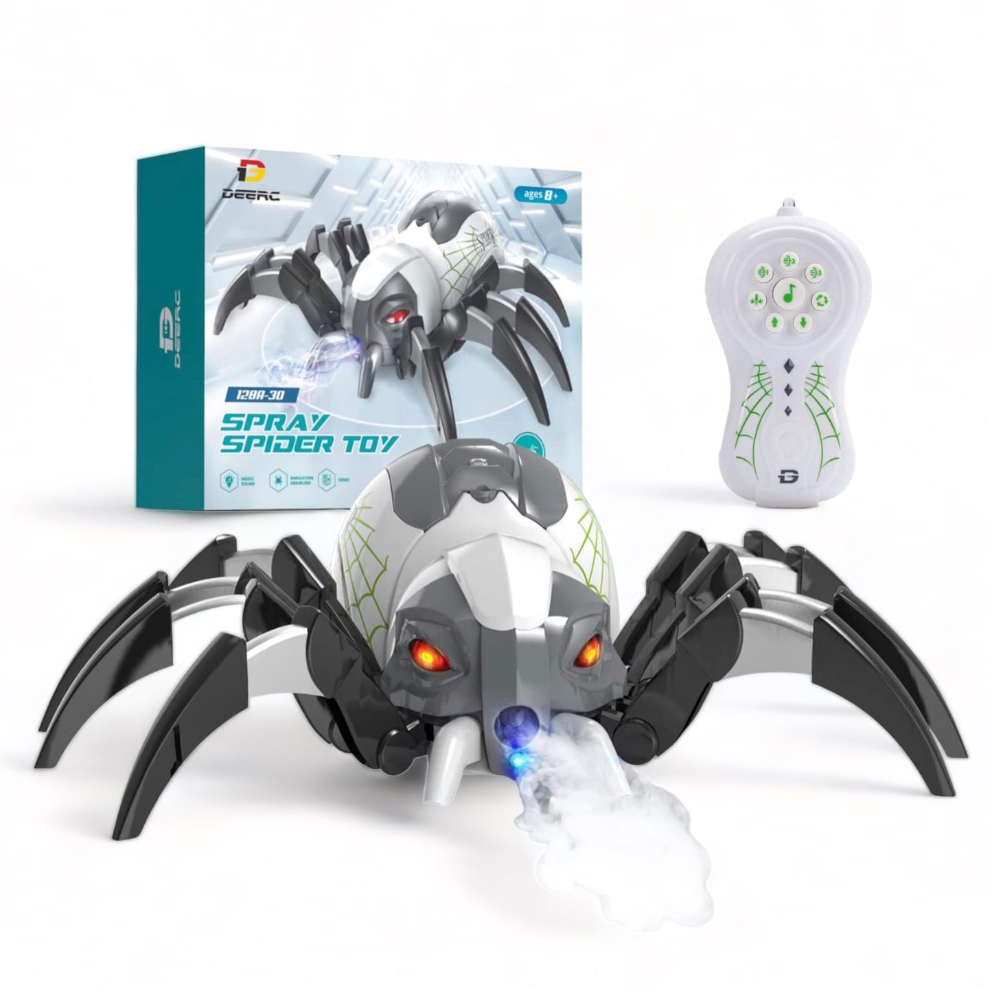 ROBOT SPIDER - Remote Control Toy Cars, Real Spray Mist, Music Effects, LED Lighting