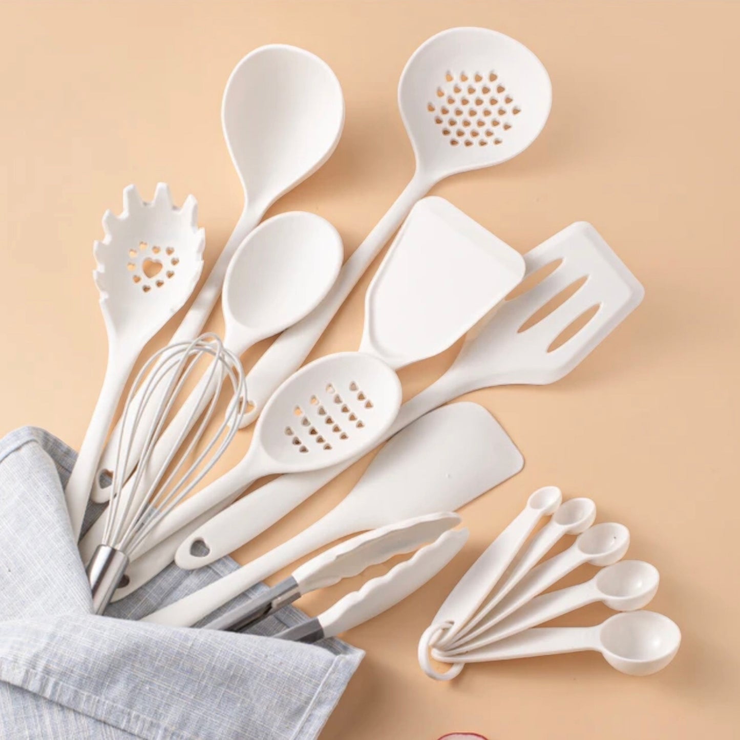 Premium 18-Piece Silicone Kitchen Utensils Tools Set with Hanging Loop