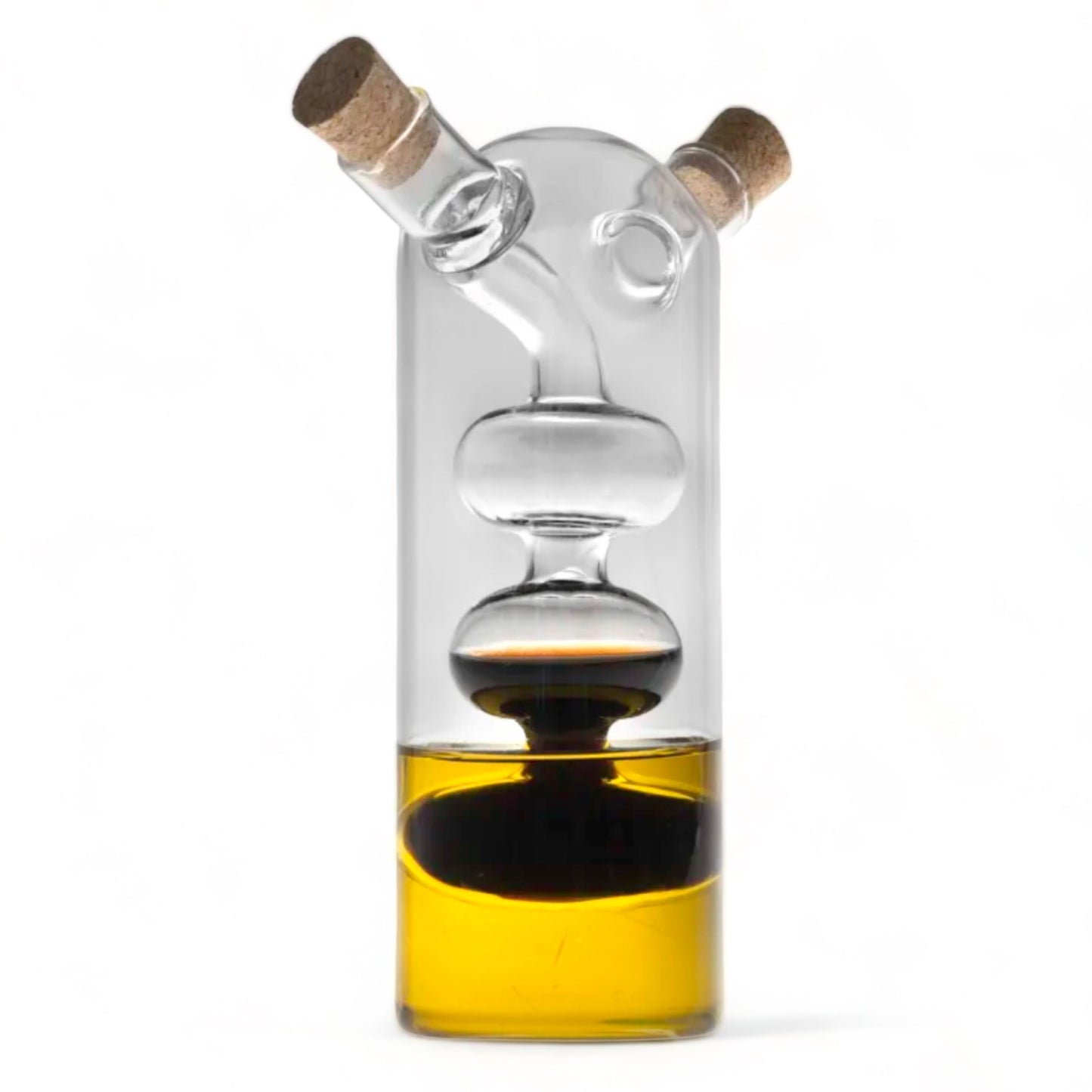 Elegant 2-in-1 Oil and Vinegar Glass Cruet Dispenser with Cork Stopper