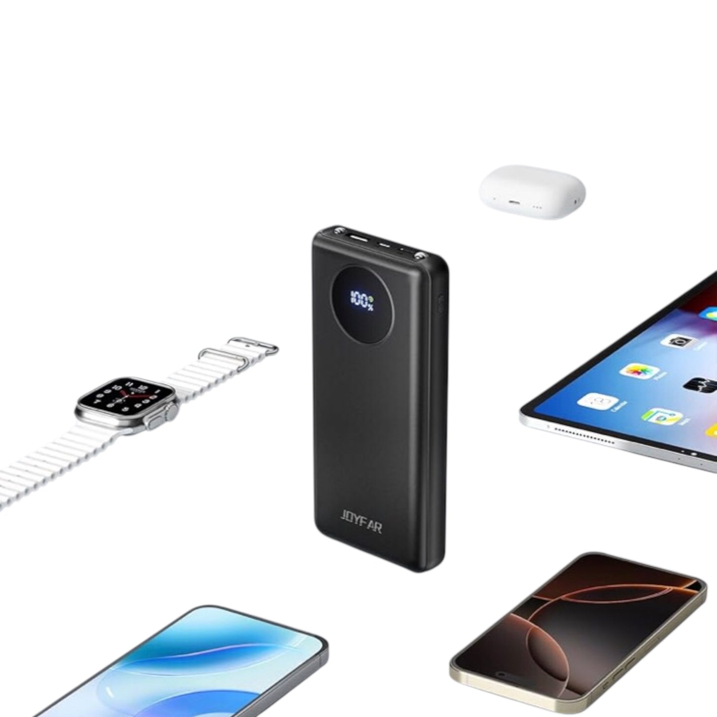 30000mAh Power Bank with Built-In 4 Charging Cables