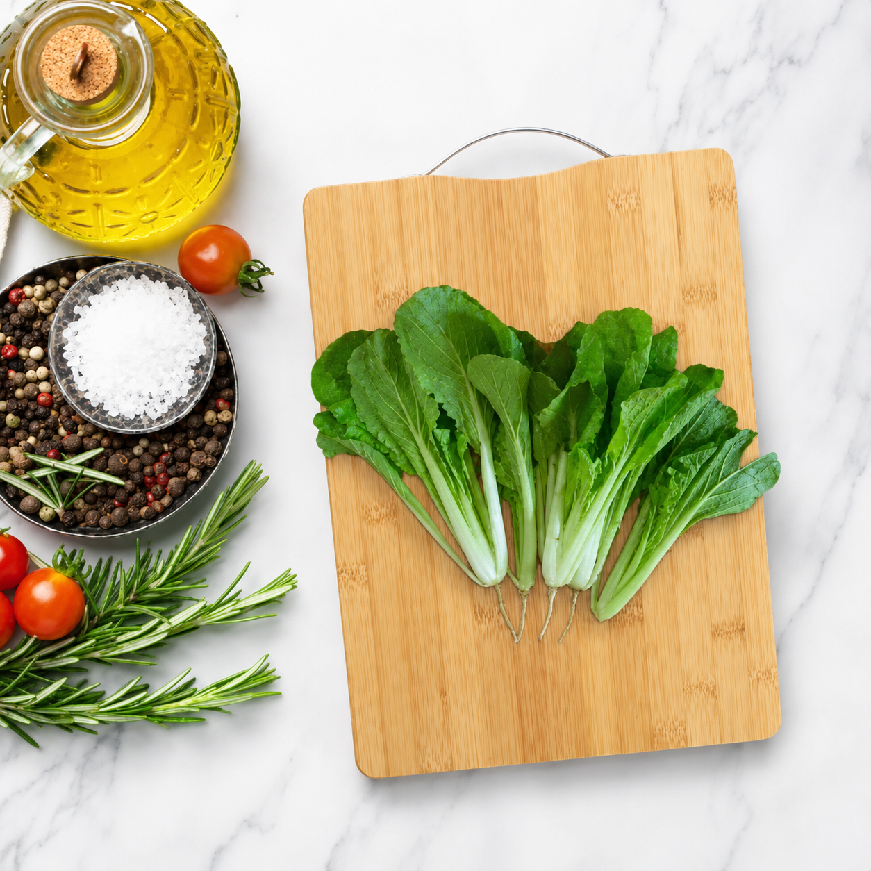 3 Set Bamboo Cutting Board with Stainless Steel Handle
