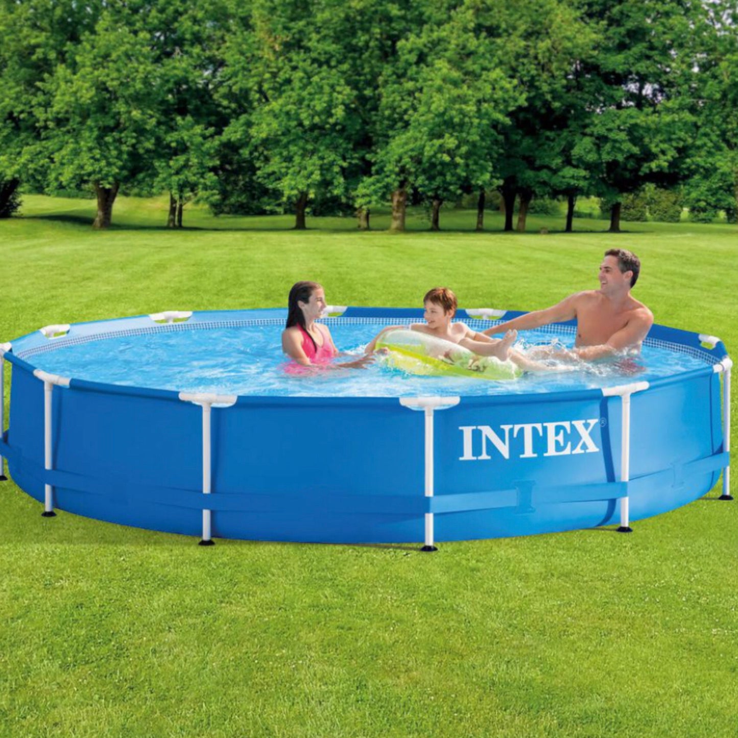 INTEX Metal Frame Pool - With Pump - Blue