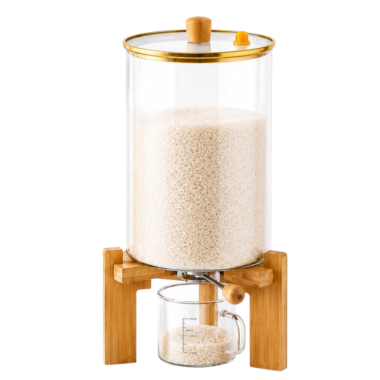 Glass Dry Ingredients Dispenser with Bamboo Stand & Measuring Cup (5.5L / 8L)