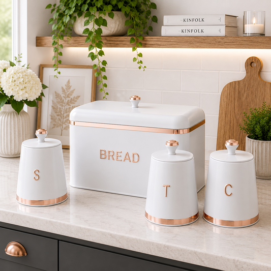 Bread Bin & 3 Piece Kitchen Canister Set