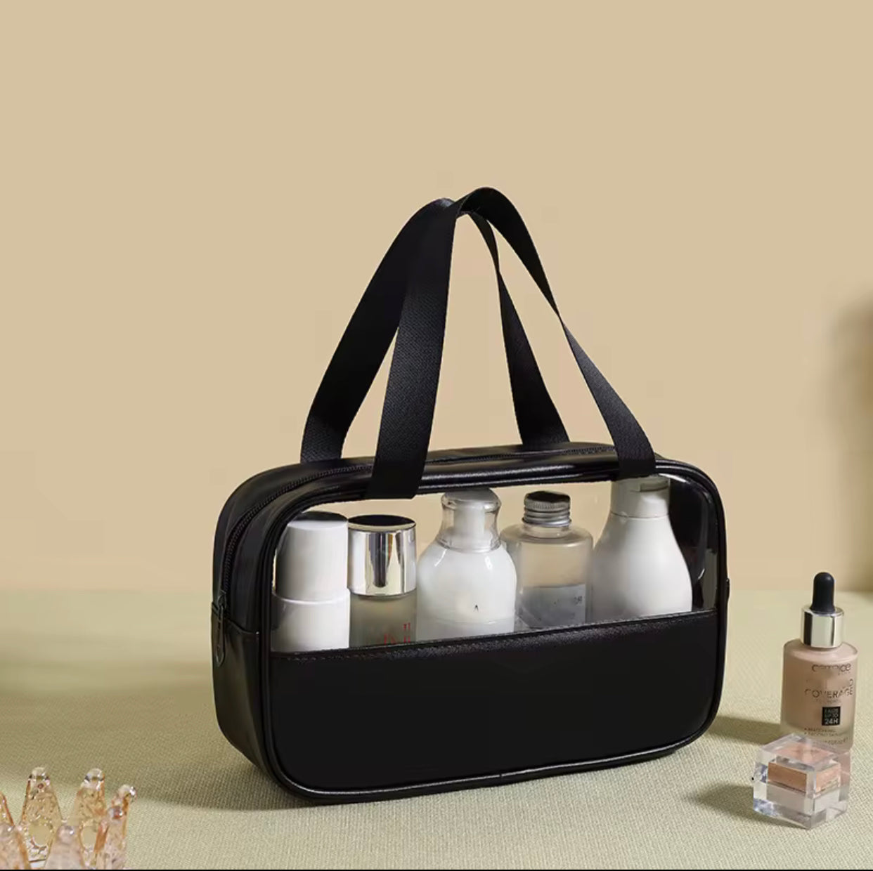 3-Piece Transparent Travel Cosmetic Toiletry Bag Set