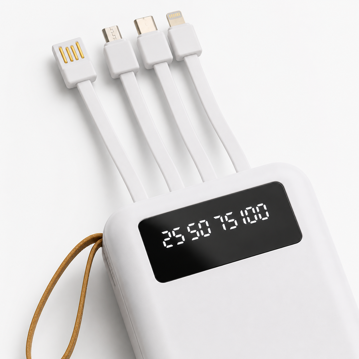 10000mAh Power Bank with Built In Charging Cables & LED Display