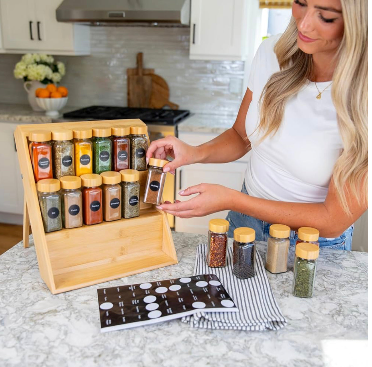3-Tier Bamboo Wooden Kitchen Countertop Spice Shelf Rack Organiser