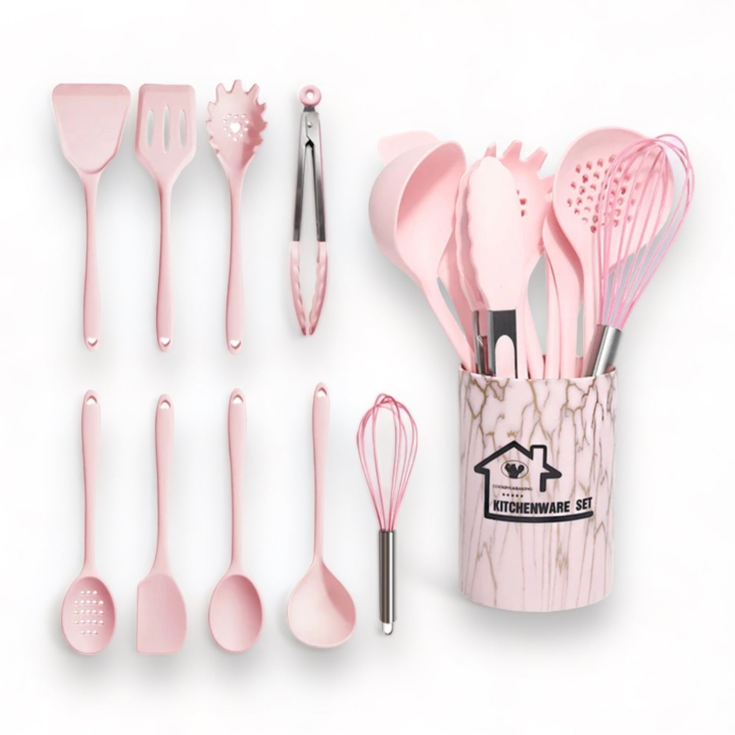 Premium 18-Piece Silicone Kitchen Utensils Tools Set with Hanging Loop