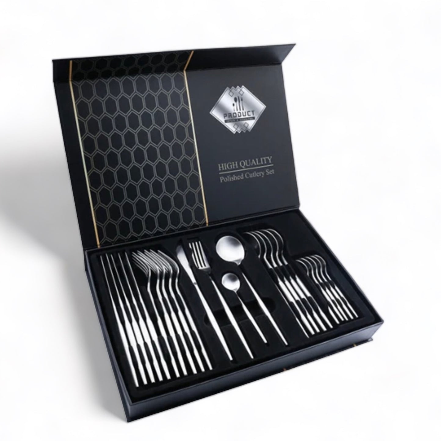 24-Piece Stainless Steel Cutlery Set with Magnetic Stylish Box