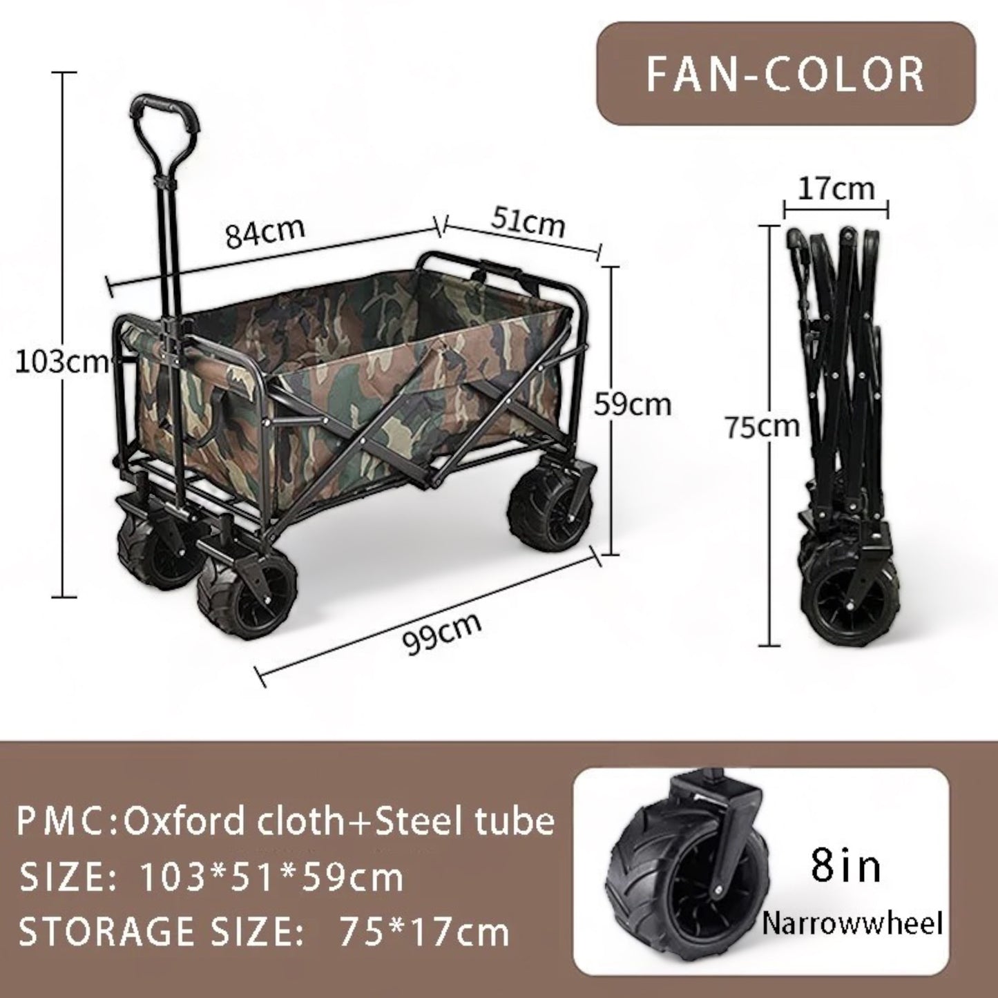 Premium Foldable Outdoor Wagon Cart Trolley for Beach, Picnics & Garden