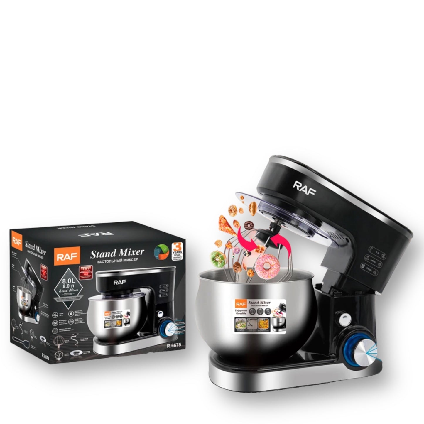 8-Litre 3-in-1 RAF Stand Mixer