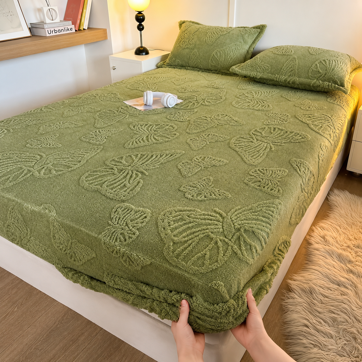 Queen Size Butterfly Mattress Protector Set (2 Pillowcases + 1 Mattress Protector)