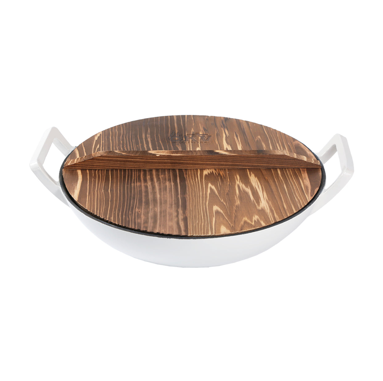 Cast Iron Wok with Wooden Lid, 1.5L Capacity