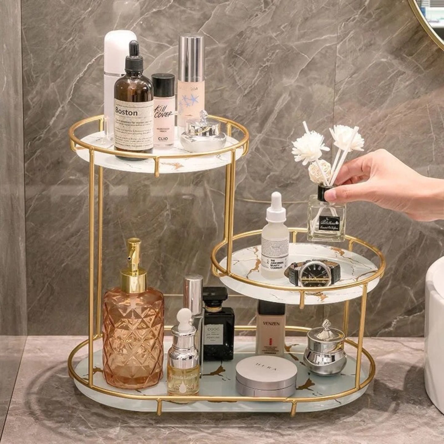 Stylish 3-Tier Perfume Organizer for Bathroom or Bedroom Decor