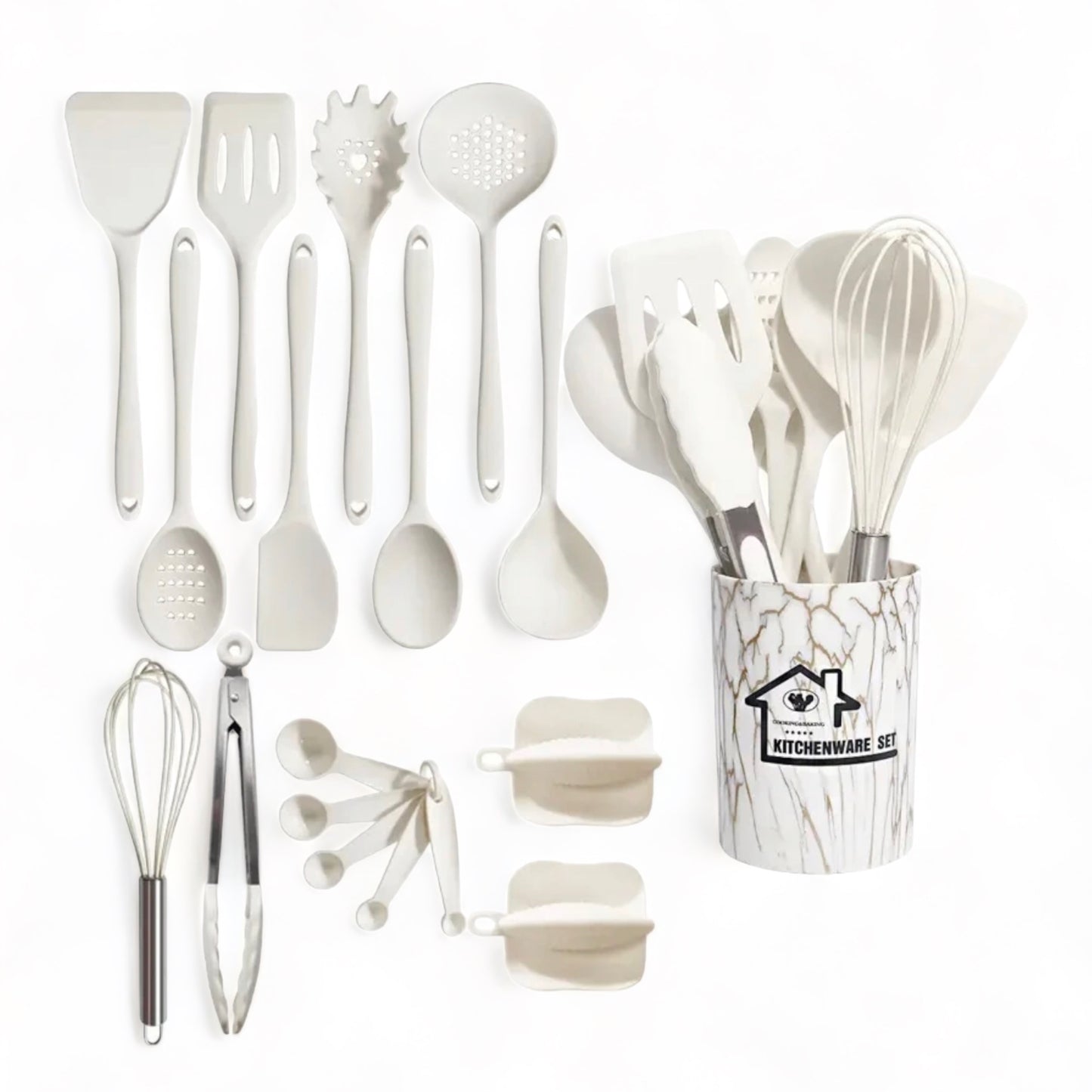 Premium 18-Piece Silicone Kitchen Utensils Tools Set with Hanging Loop