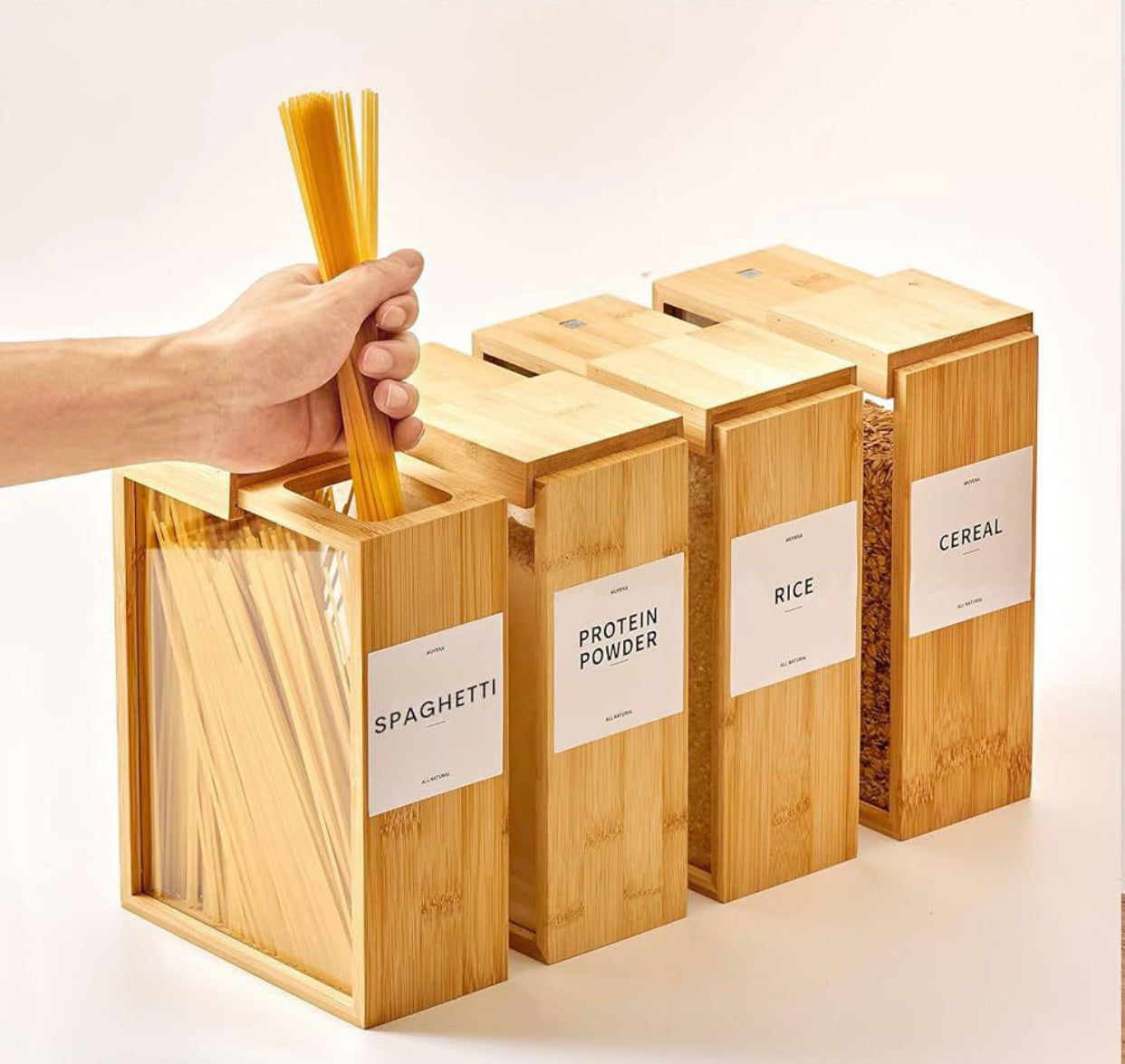 Bamboo Food Dispenser Storage Container – 17cm x 8cm x 22.5cm