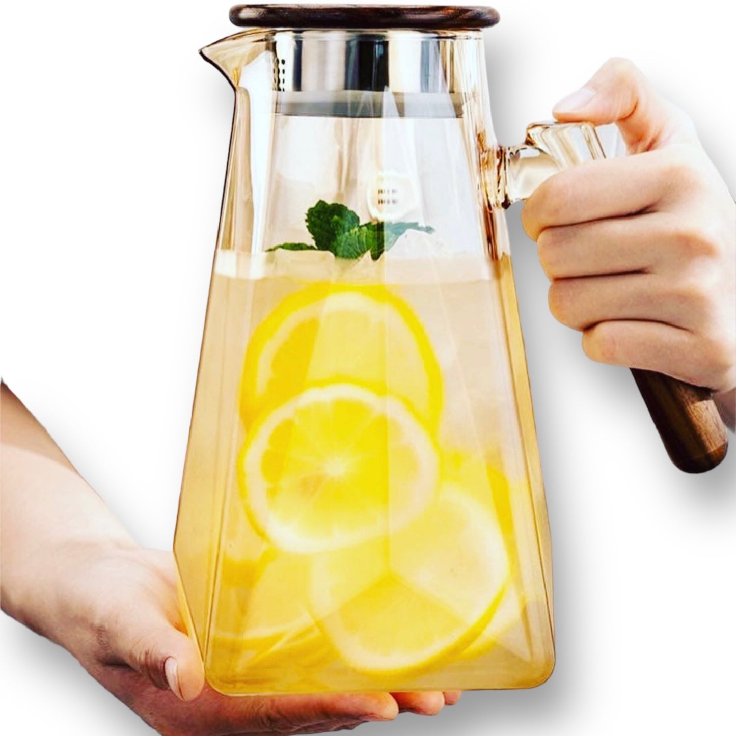 Glass Borosilicate Stove Kettle Pitcher with Bamboo Handle (1.8 litre)
