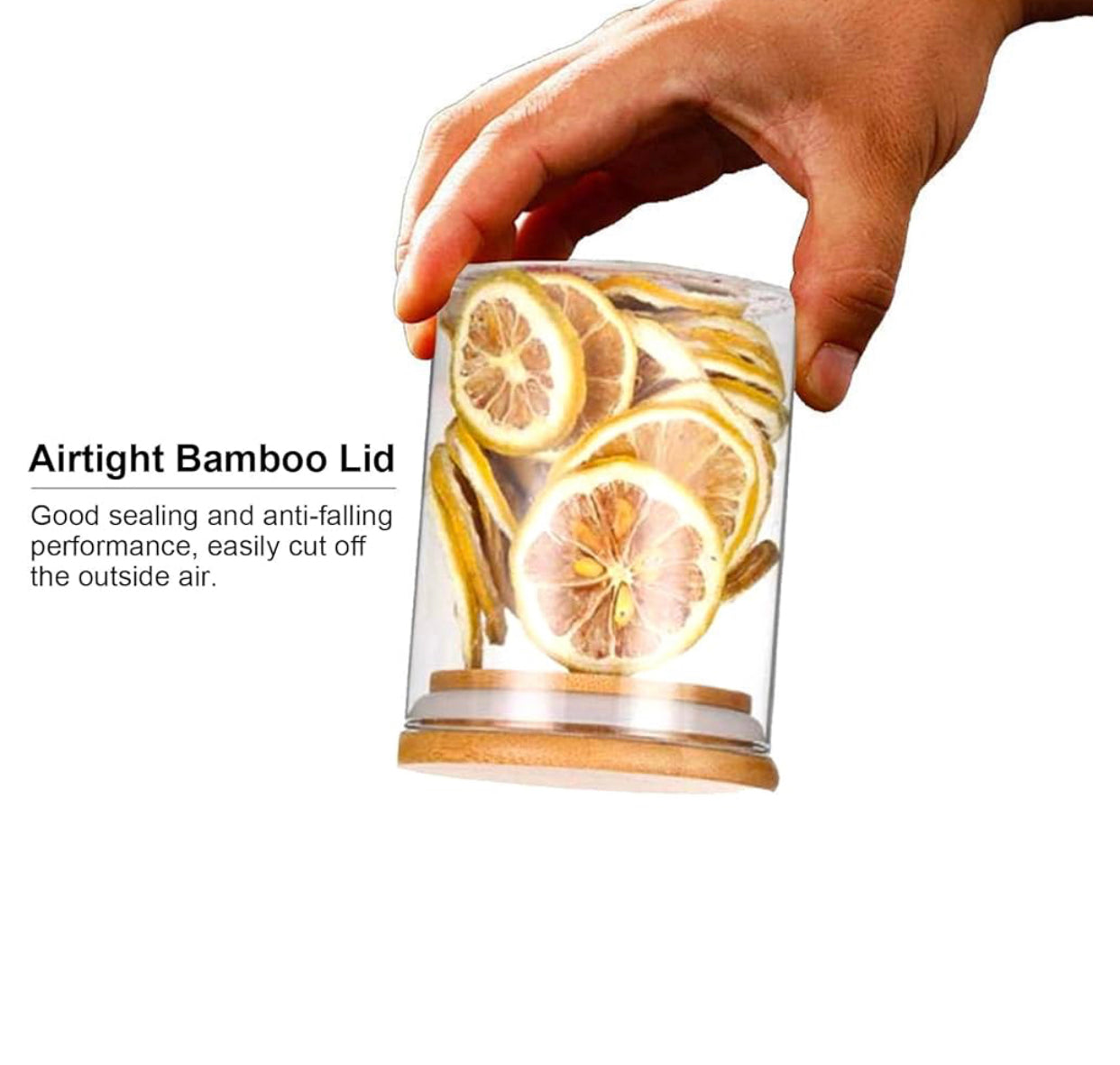 12 Piece Airtight Glass Storage Jar Set with Bamboo Lids, 6.5cm x 8cm