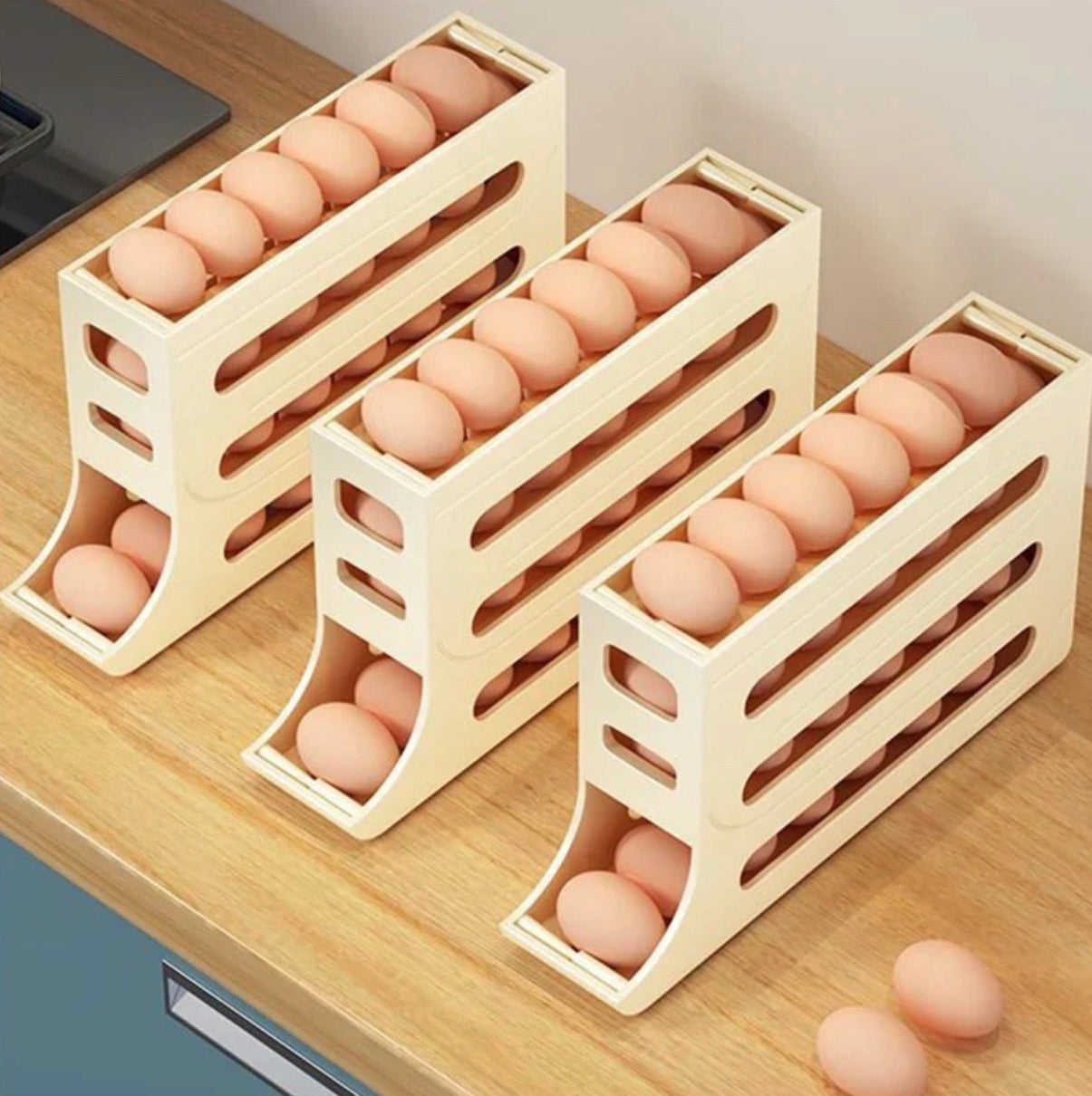4 Tier Automatic Rolling Egg Dispenser (35.9cm x 30cm x 19.9cm)