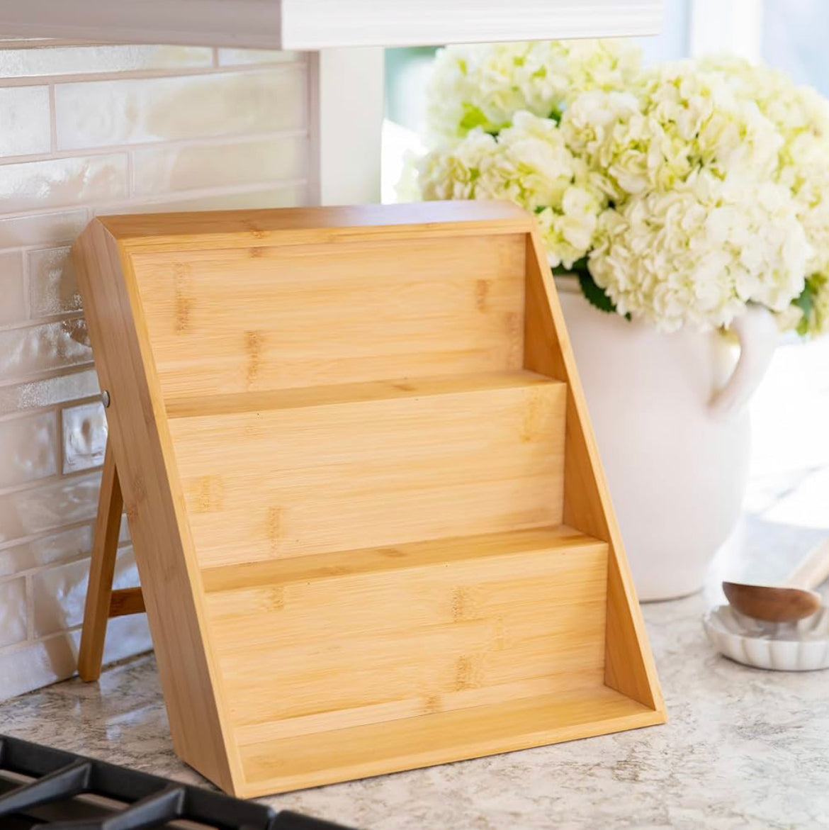 3-Tier Bamboo Wooden Kitchen Countertop Spice Shelf Rack Organiser