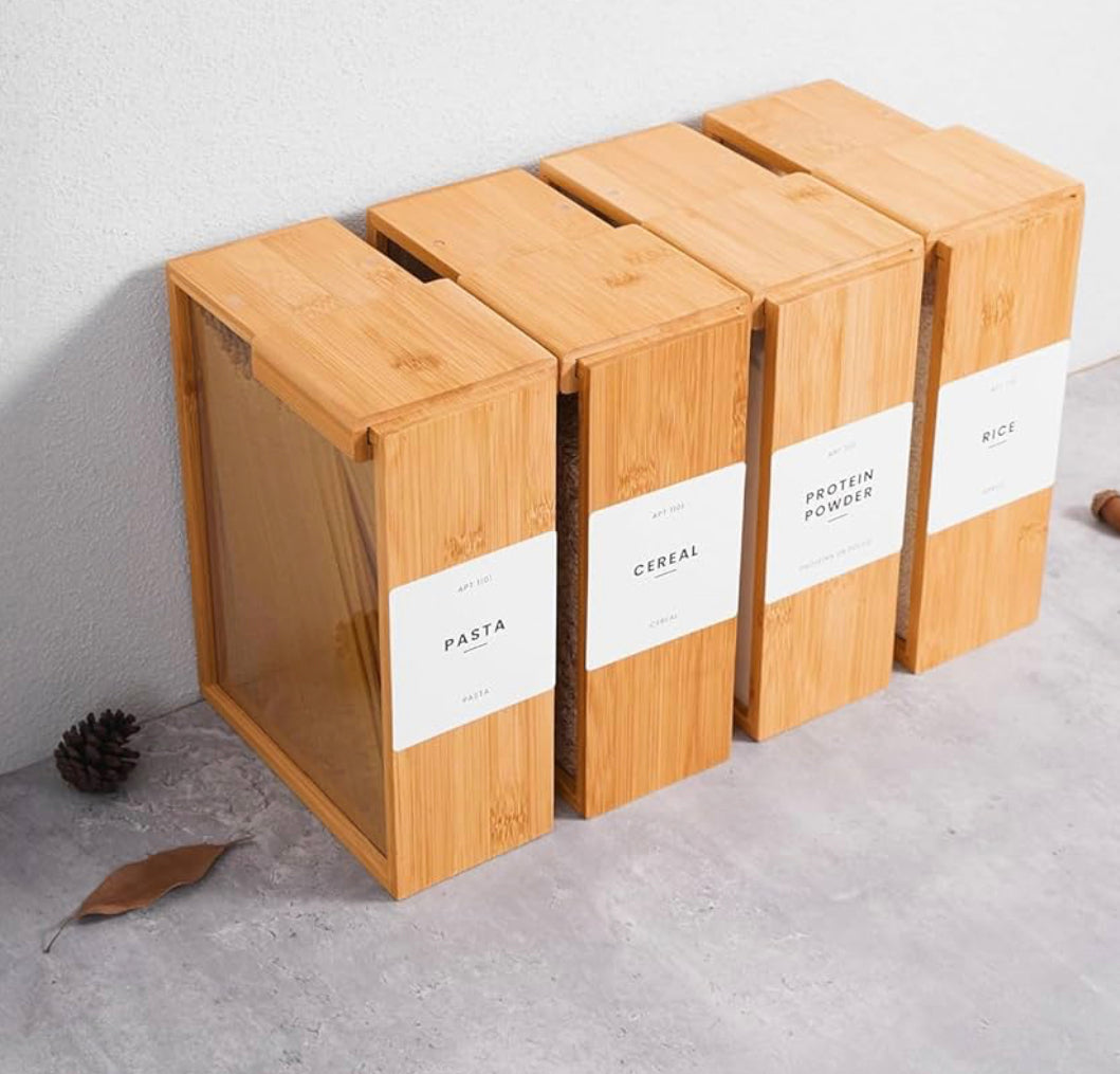 Bamboo Food Dispenser Storage Container – 17cm x 8cm x 22.5cm