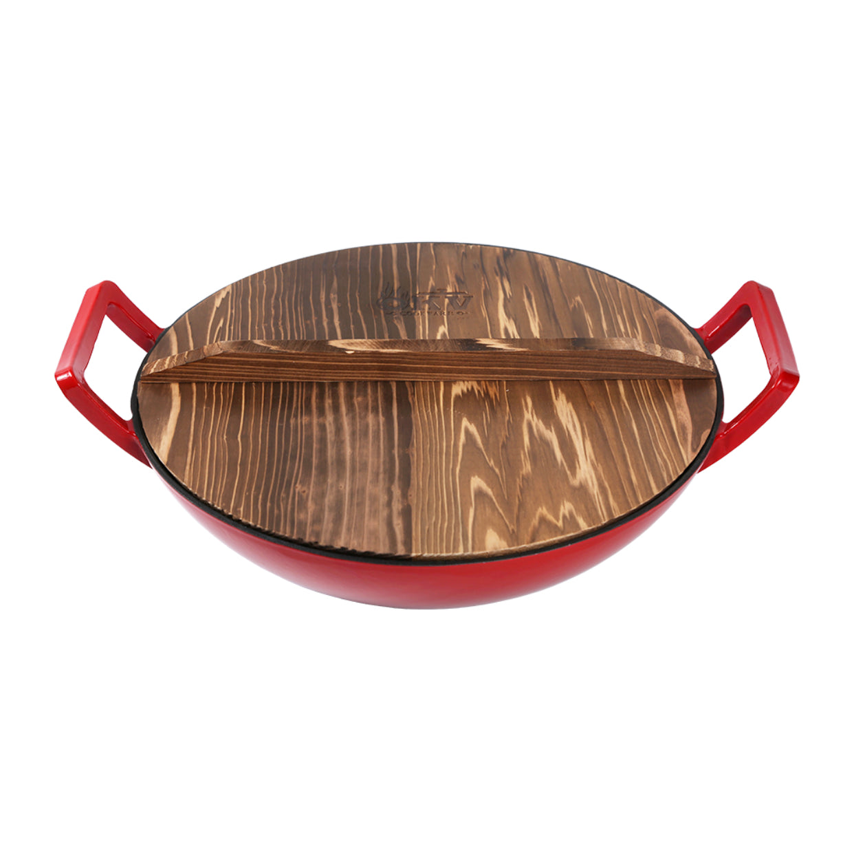 Cast Iron Wok with Wooden Lid, 1.5L Capacity