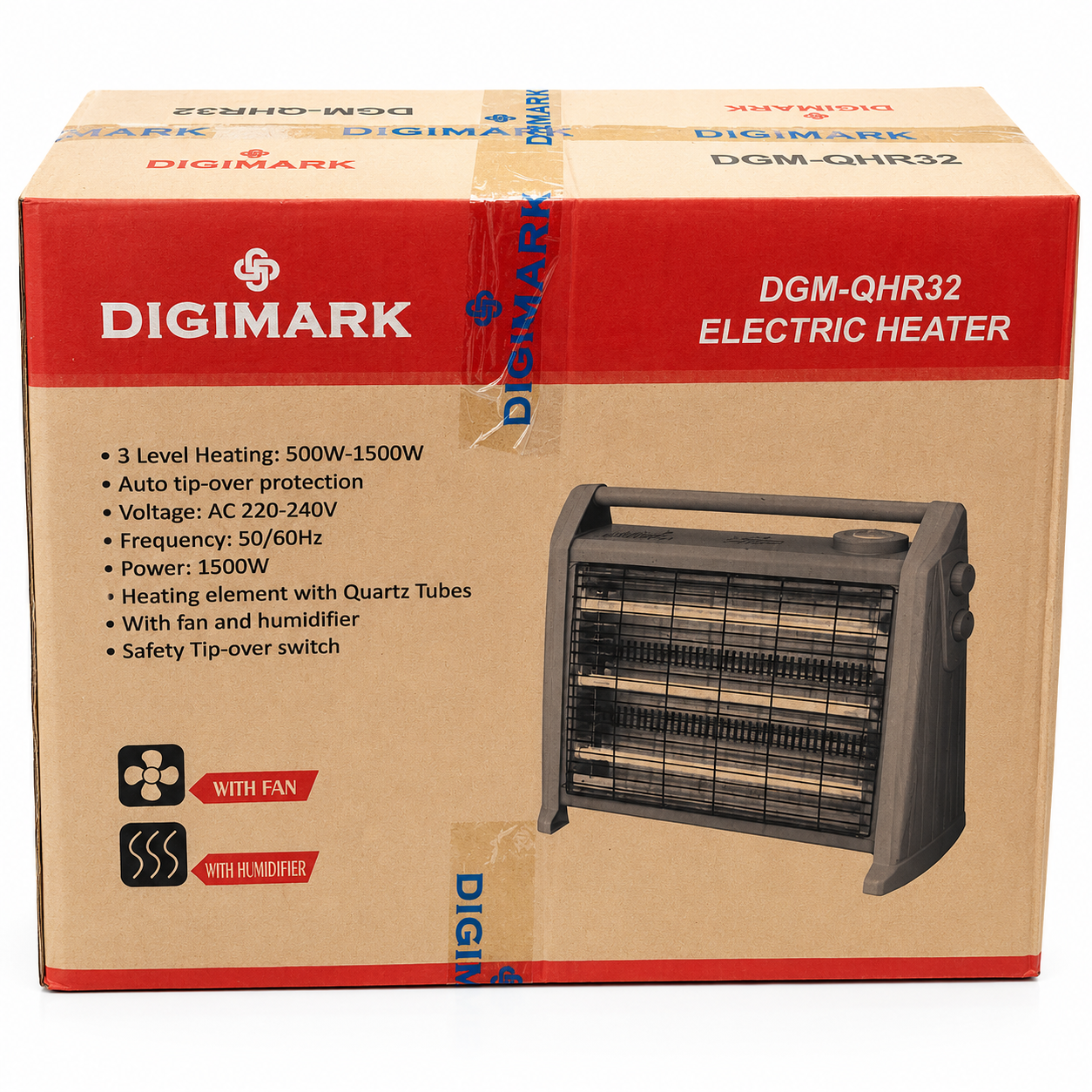 Digimark 1500W Electric Quartz Heater with Fan, Humidifier & 3 Heat Settings