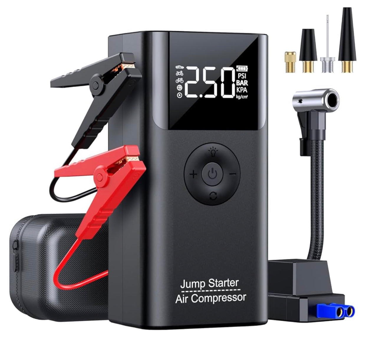 Smart Wireless Car Jump Starter & Auto Air Inflator – 2500A Portable Power Bank