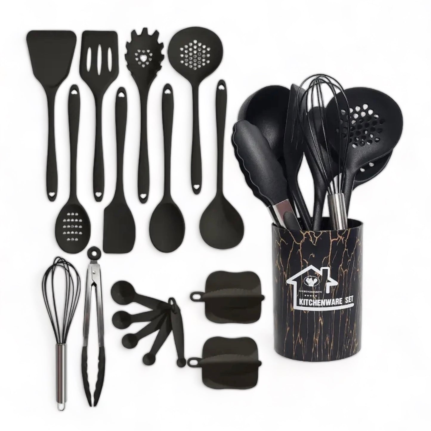 Premium 18-Piece Silicone Kitchen Utensils Tools Set with Hanging Loop